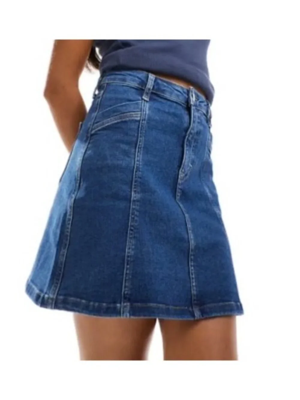 TOMMY JEANS Seam Detail Mini Skirt~Size 31~Denim Medium Wash NWT L17 10
